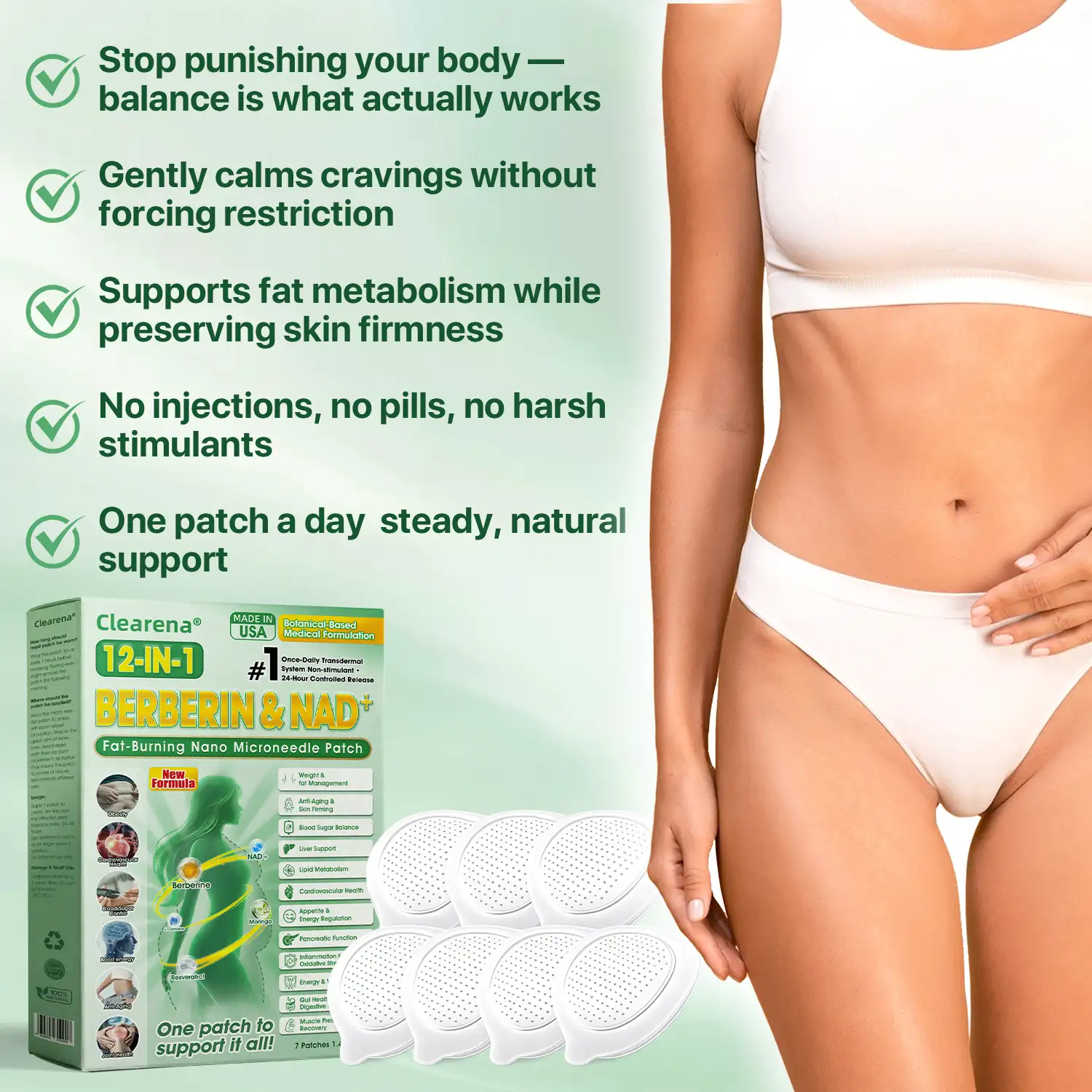 Official Store | ☀️☀️𝐂𝐥𝐞𝐚𝐫𝐞𝐧𝐚® Moringa Berberine + NAD+ 10-in-1 Nano Microneedle Patch(Just once a day, visible changes in 7 days) - Image 3