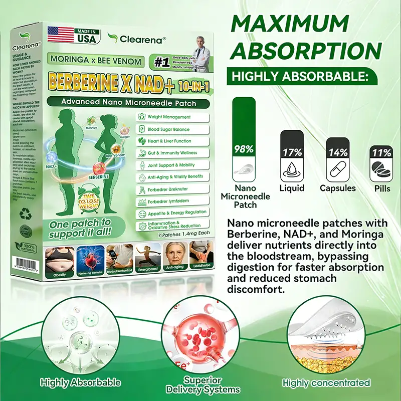 🇺🇸 𝐎𝐟𝐟𝐢𝐜𝐢𝐚𝐥 𝐔𝐒 𝐒𝐭𝐨𝐫𝐞 | 🧑‍⚕️🩺 𝘾𝙡𝙚𝙖𝙧𝙚𝙣𝙖® Moringa · Berberine × NAD+ 10-𝐢𝐧-𝟏 𝐀𝐝𝐯𝐚𝐧𝐜𝐞𝐝 𝐍𝐚𝐧𝐨 𝐌𝐢𝐜𝐫𝐨𝐧𝐞𝐞𝐝𝐥𝐞 𝐏𝐚𝐭𝐜𝐡 — 𝐎𝐧𝐜𝐞 𝐃𝐚𝐢𝐥𝐲, 𝐕𝐢𝐬𝐢𝐛𝐥𝐞 𝐑𝐞𝐬𝐮𝐥𝐭𝐬 𝐢𝐧 𝟕 𝐃𝐚𝐲𝐬 - Image 9