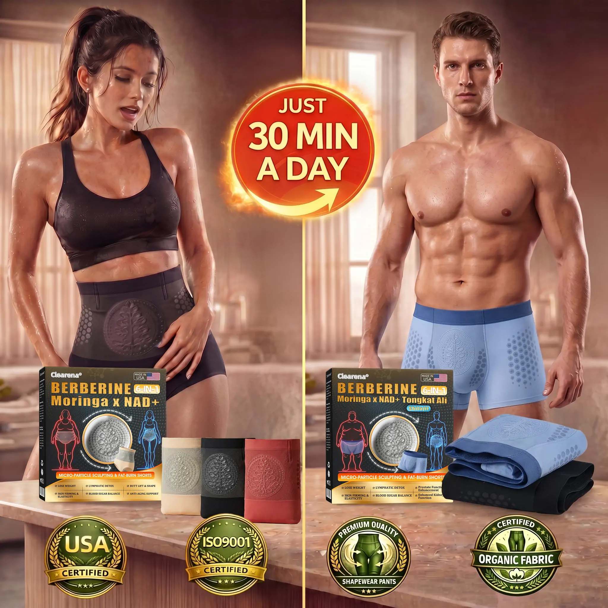 𝐎𝐟𝐟𝐢𝐜𝐢𝐚𝐥 𝐁𝐫𝐚𝐧𝐝 𝐒𝐭𝐨𝐫𝐞 🔥| 🏛️𝐂𝐥𝐞𝐚𝐫𝐞𝐧𝐚® 𝟐𝟎𝟐𝟔 𝐌𝐨𝐫𝐢𝐧𝐠𝐚 x 𝐁𝐞𝐫𝐛𝐞𝐫𝐢𝐧𝐞 x 𝐍𝐀𝐃+ 𝟔-𝐈𝐧-𝟏 𝐌𝐢𝐜𝐫𝐨-𝐏𝐚𝐫𝐭𝐢𝐜𝐥𝐞 𝐒𝐜𝐮𝐥𝐩𝐭𝐢𝐧𝐠 & 𝐅𝐚𝐭-𝐁𝐮𝐫𝐧 𝐒𝐡𝐨𝐫𝐭𝐬 (Women + Men with Enhanced Male Vitality Blend)