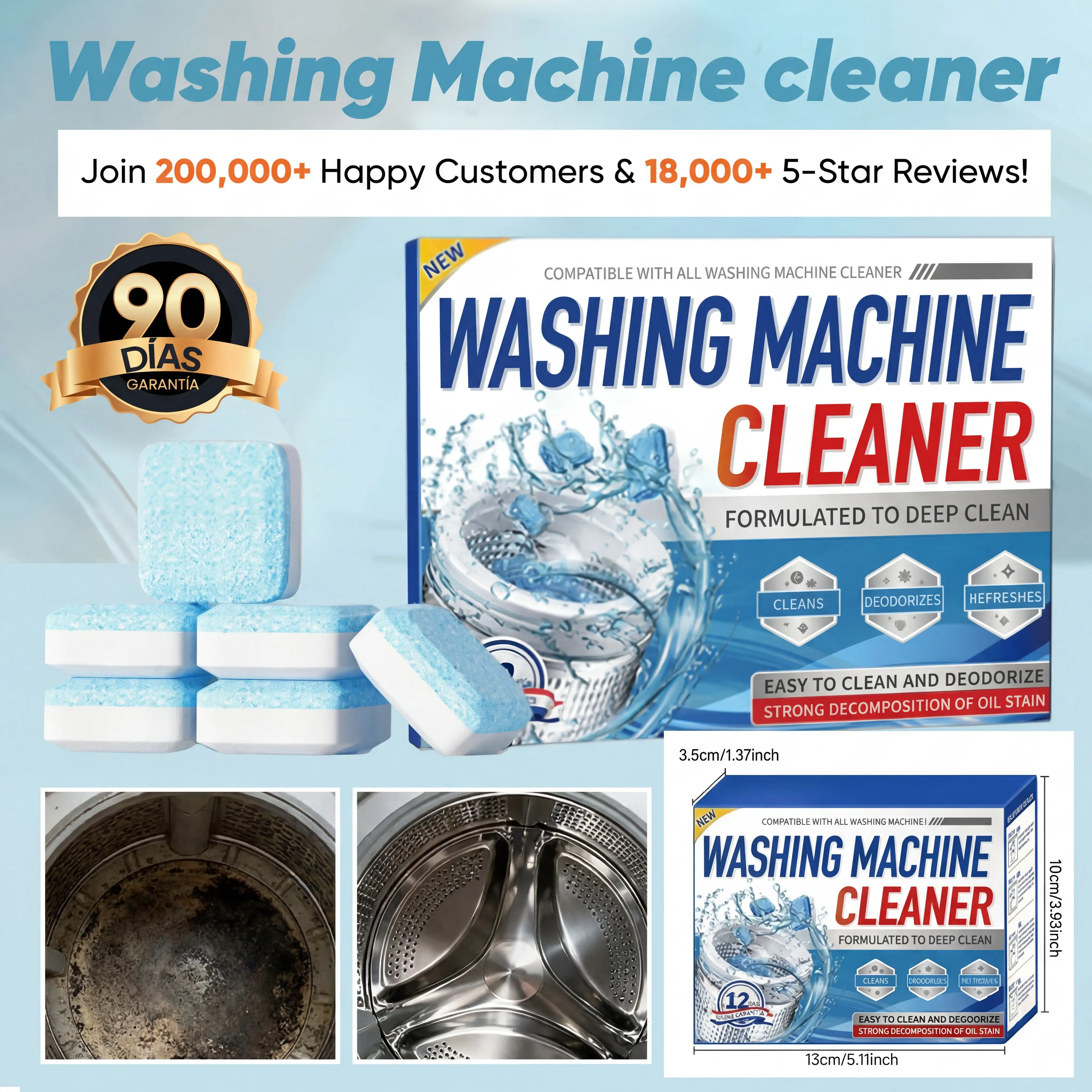 ๐ฅWashing machine cleaning tablets, descaling agent, suitable for automatic and semi-automatic washing machines, household/commercial use Household Cleaners Home Goods