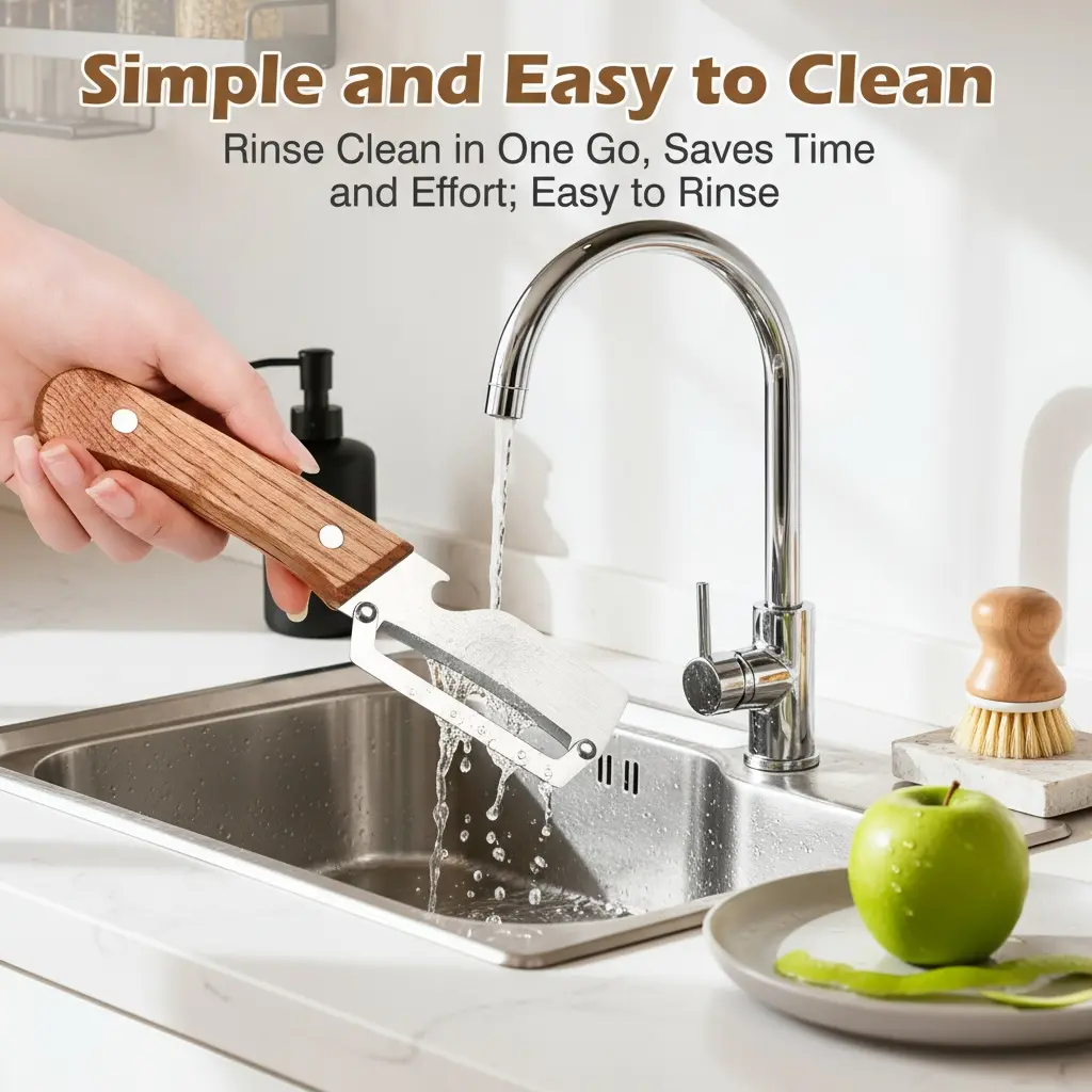 【Master Chef Grade】✨ TitanBlade Pro · 2.5mm Zero-Flex Steel Engineering · Heavy Duty Peeler & Bottle Opener for Tough Produce (Pumpkin, Pineapple, Sugar Cane) — Ergonomic Wood Handle, No-Slip Grip, Clean Cuts in Seconds! - Image 10
