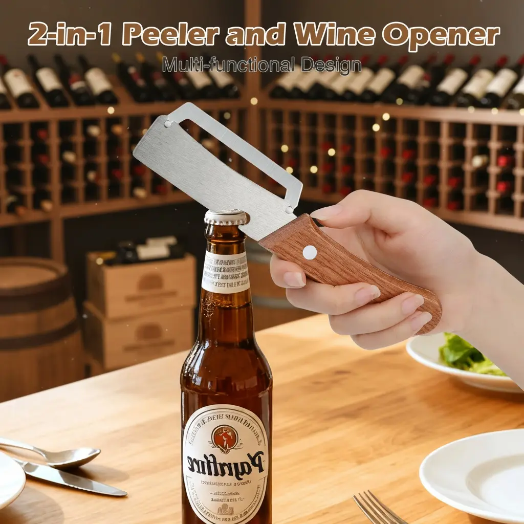 【Master Chef Grade】✨ TitanBlade Pro · 2.5mm Zero-Flex Steel Engineering · Heavy Duty Peeler & Bottle Opener for Tough Produce (Pumpkin, Pineapple, Sugar Cane) — Ergonomic Wood Handle, No-Slip Grip, Clean Cuts in Seconds! - Image 7