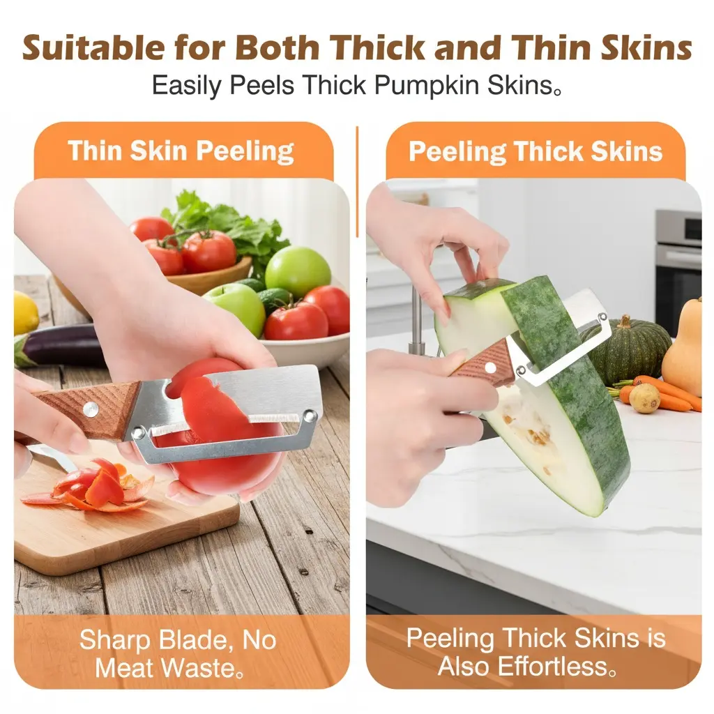 【Master Chef Grade】✨ TitanBlade Pro · 2.5mm Zero-Flex Steel Engineering · Heavy Duty Peeler & Bottle Opener for Tough Produce (Pumpkin, Pineapple, Sugar Cane) — Ergonomic Wood Handle, No-Slip Grip, Clean Cuts in Seconds! - Image 9