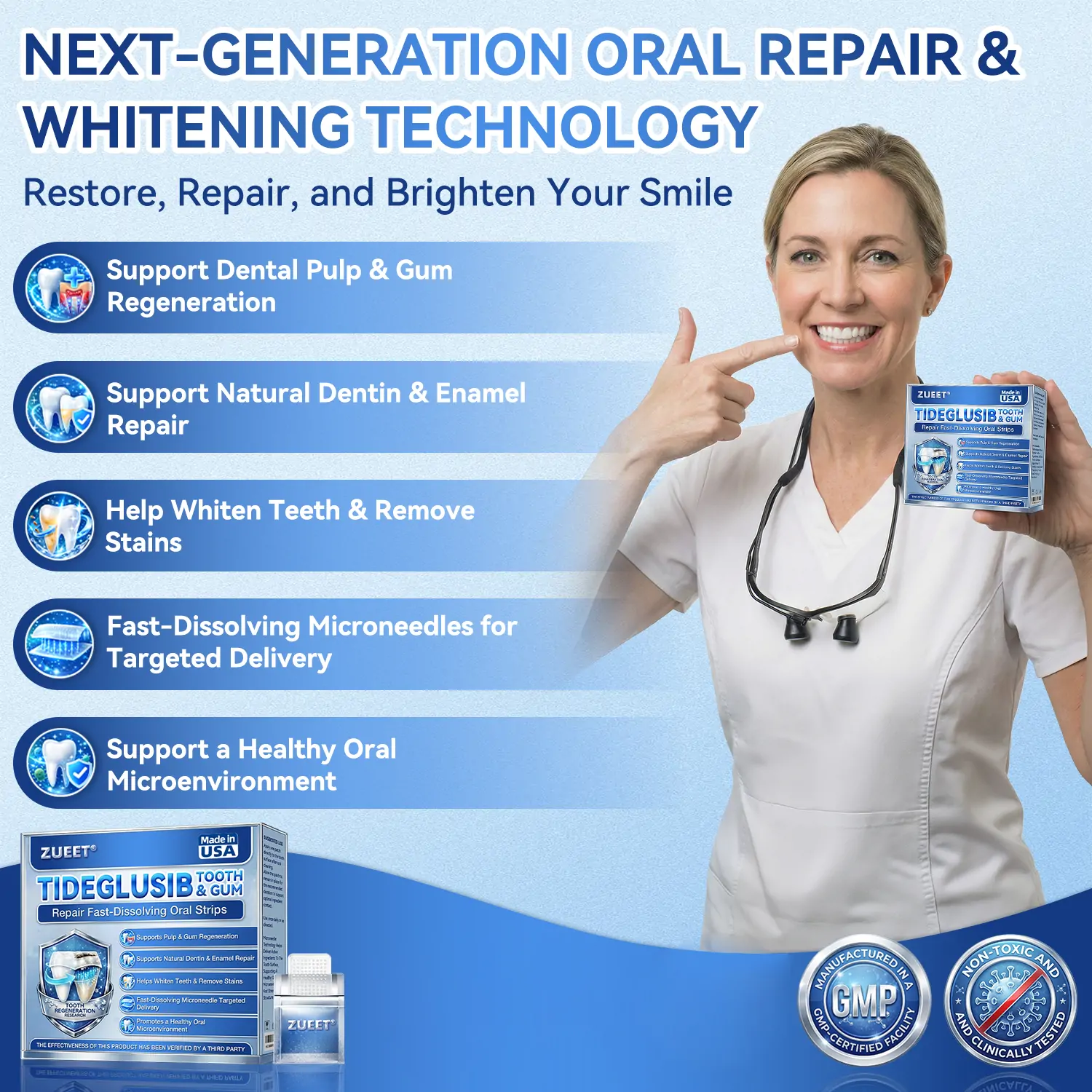 ใ๐๐๐๐ข๐๐ข๐๐ฅ ๐๐ ๐๐ญ๐จ๐ซ๐ ใZUEETยฎ ๐ฆท Tideglusib FastโDissolving Tooth & Gum Repair Oral Strips โจ (Supports tooth repair and helps relieve gum discomfort and other common oral concerns) - Image 2